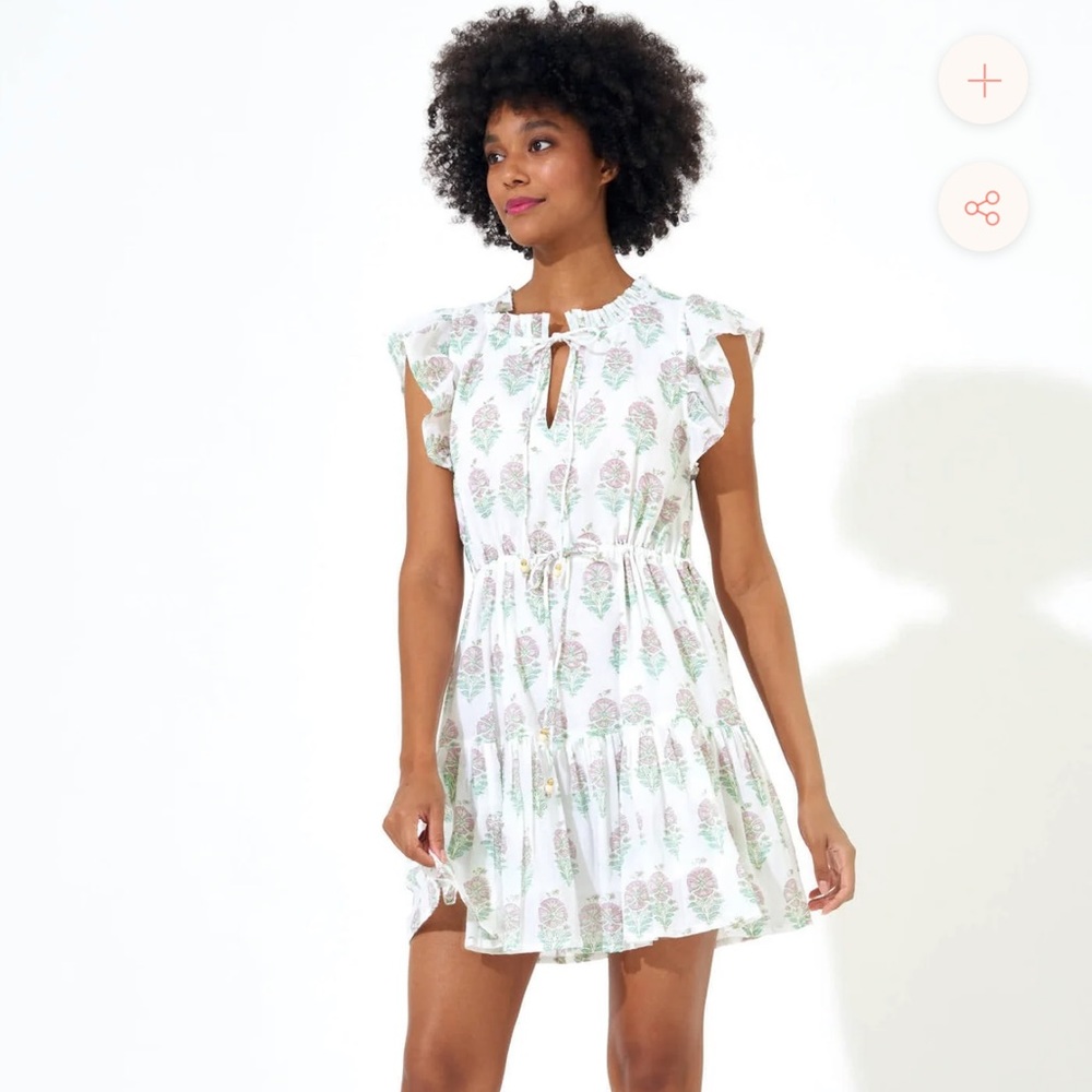 Oliphant Cinched Flirty Block Print Dress - Mauve